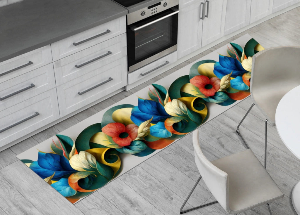 Tappeto Passatoia Cucina Antiscivolo Sottolavello Disegno Fiordaliso - 50x90 - Fiordaliso