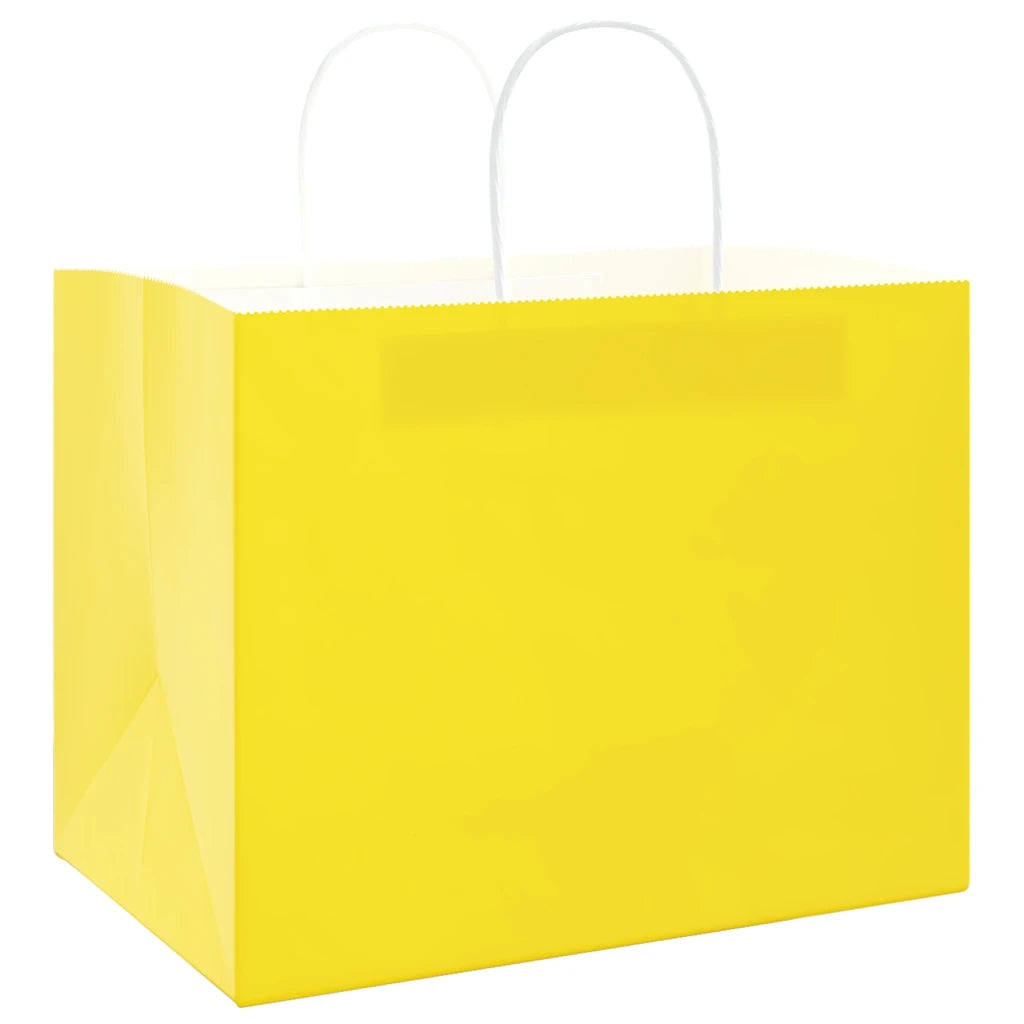 Sacchetti di Carta 250 pz con Manici Gialli 32x22x24 cm