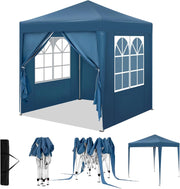 Gazebo Pieghevole da Giardino, Gazebo Impermeabile Pop Up da 2x2m con Pannelli Laterali, Tendone Esterno, Altezza Regolabile, Protezione UV, con Custodia, Blu