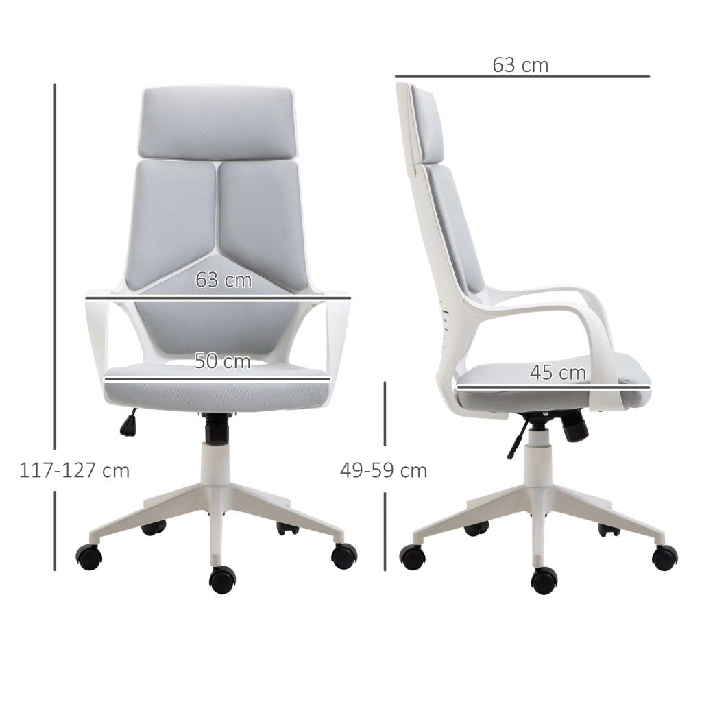 Sedia da Ufficio Giratoria con Schienale in Rete e Altezza Regolabile ¨C zephmum ¨C Grigio 63x63x117-127 cm
