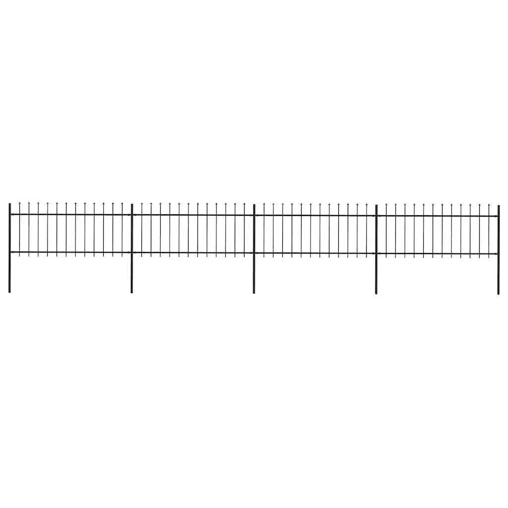 Recinzione da Giardino | Recinzione da cortile con Punta a Lancia in Acciaio 714,5x80 cm Nero