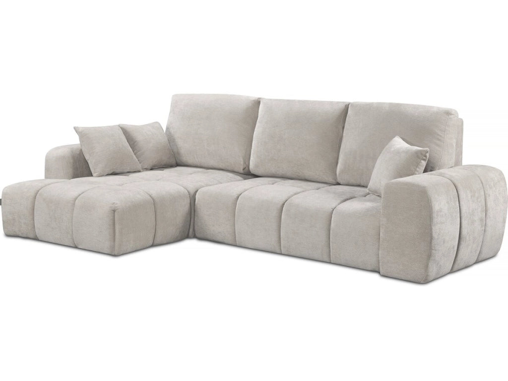 Divano letto angolare sinistro in tessuto ciniglia "Verneuil" - 3 posti - Beige