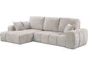 Divano letto angolare sinistro in tessuto ciniglia "Verneuil" - 3 posti - Beige