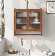 Mobile pensile a 2 ante in legno e vetro marrone 63 cm