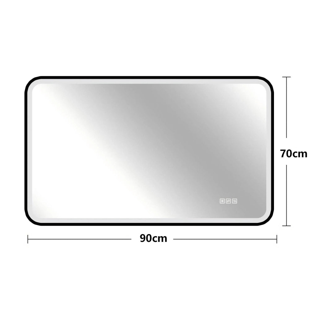 Specchio bagno LED nero con antiappannamento e luce regolabile