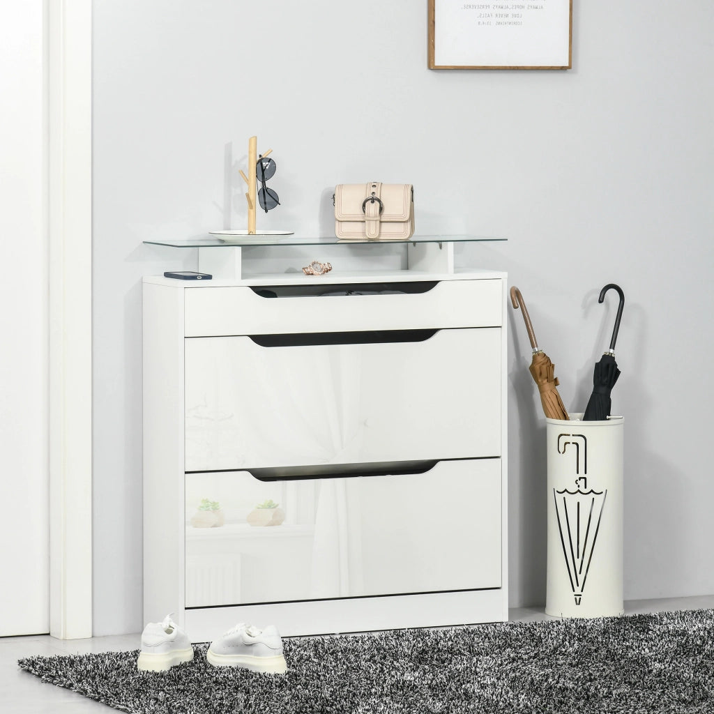 Armadio per scarpe con cassetti ¨C zephmum ¨C 89x23x96 cm bianco