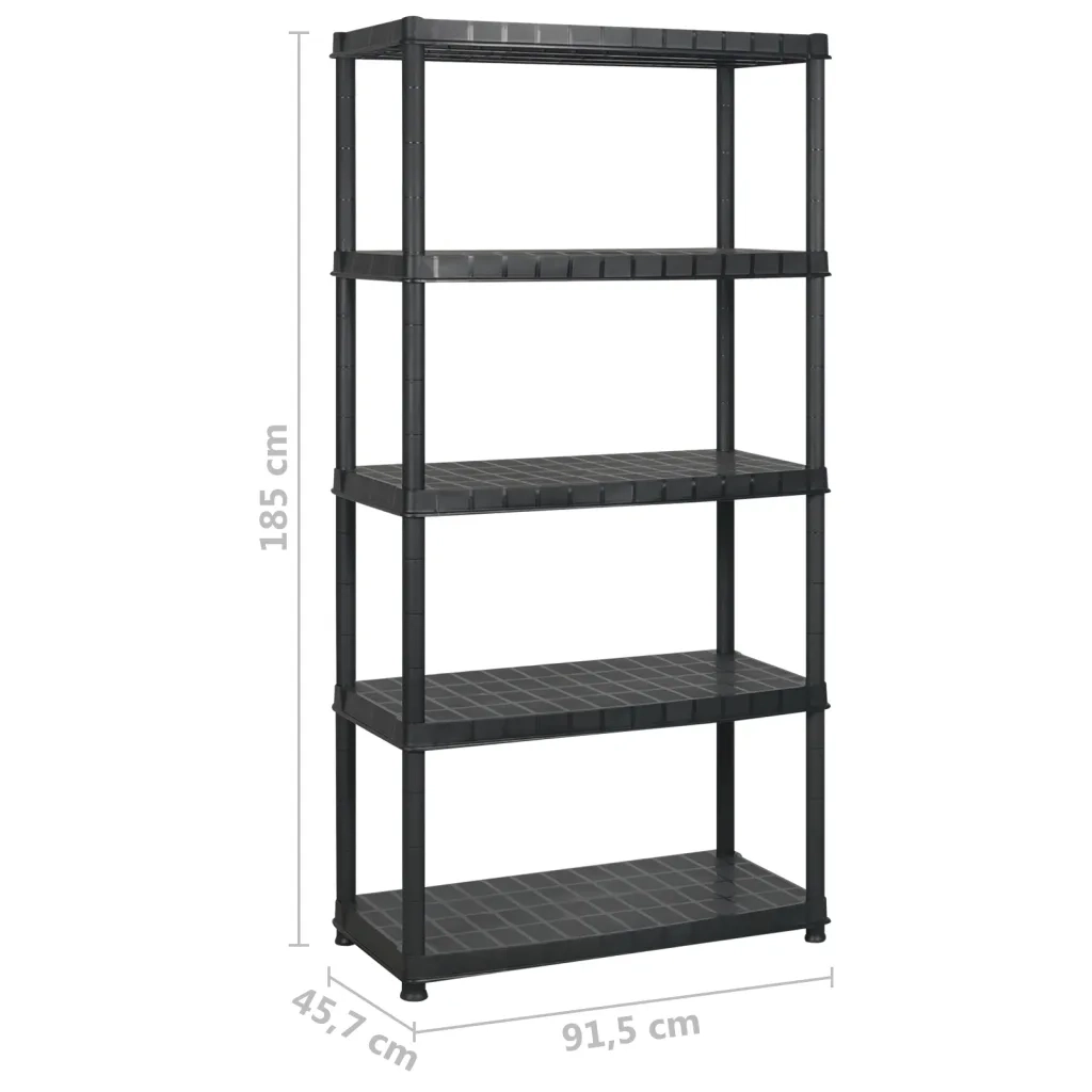 Scaffale a 5 Ripiani Nero 274,5x45,7x185 cm in Plastica CFW6412999