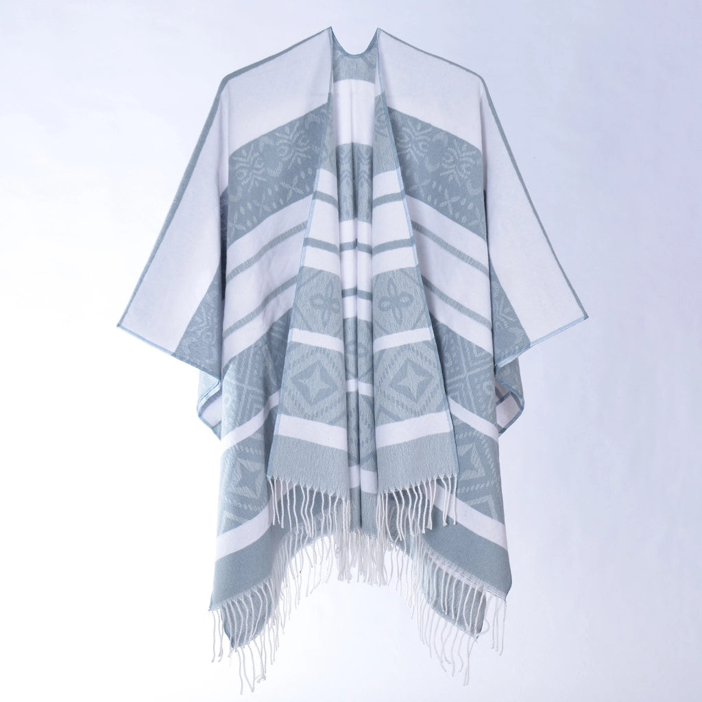 Sciarpa spessa in maglia jacquard con nappe