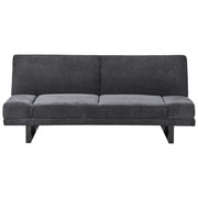 Divano Letto in Tessuto nero ciniglia con schienale reclinabile e struttura in legno stile moderno