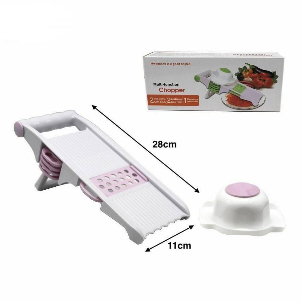 Trade Shop - Grattugia Affettatrice Multiuso 5in1 Lame Mandolina Frutta Verdura Formaggi -