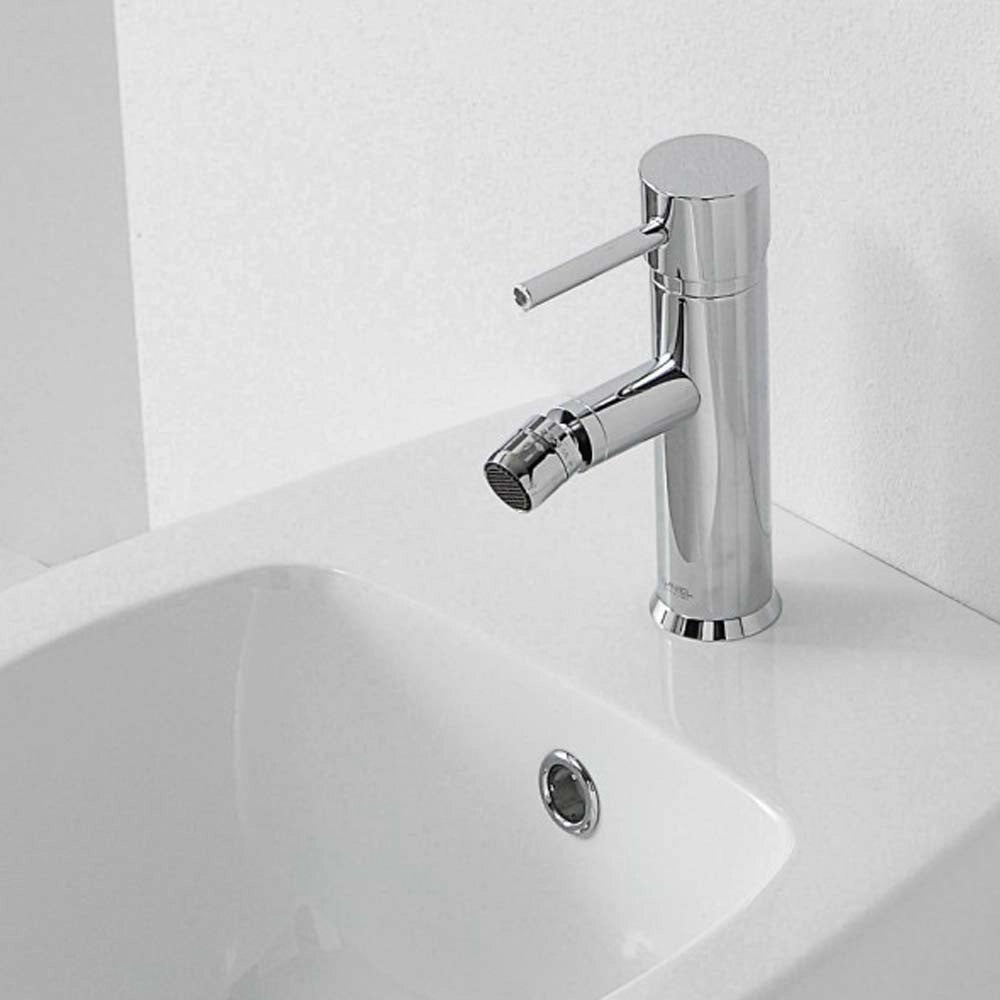 Miscelatore bidet senza scarico, linee minimal e tondeggianti, serie suvi