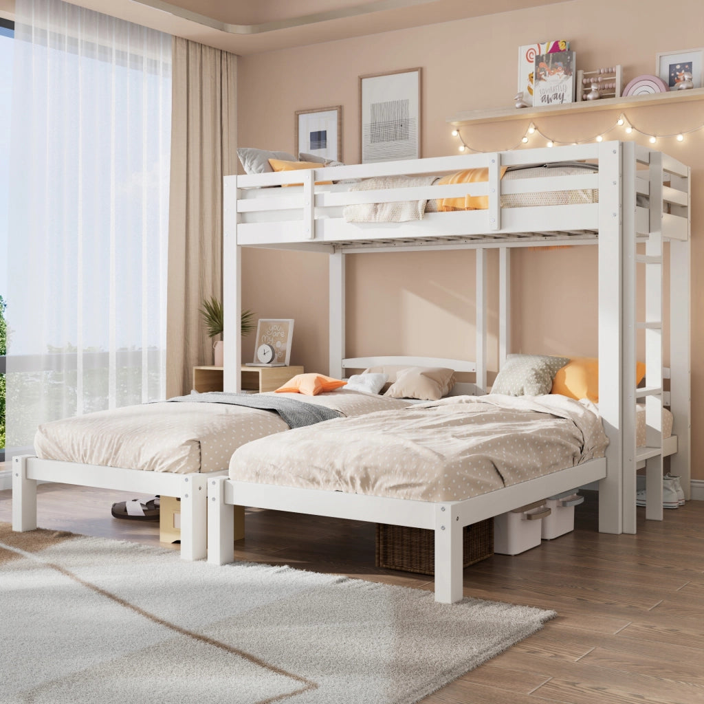 Letto a tre piani - Xylo - 90x200 - Bianco - Senza materasso