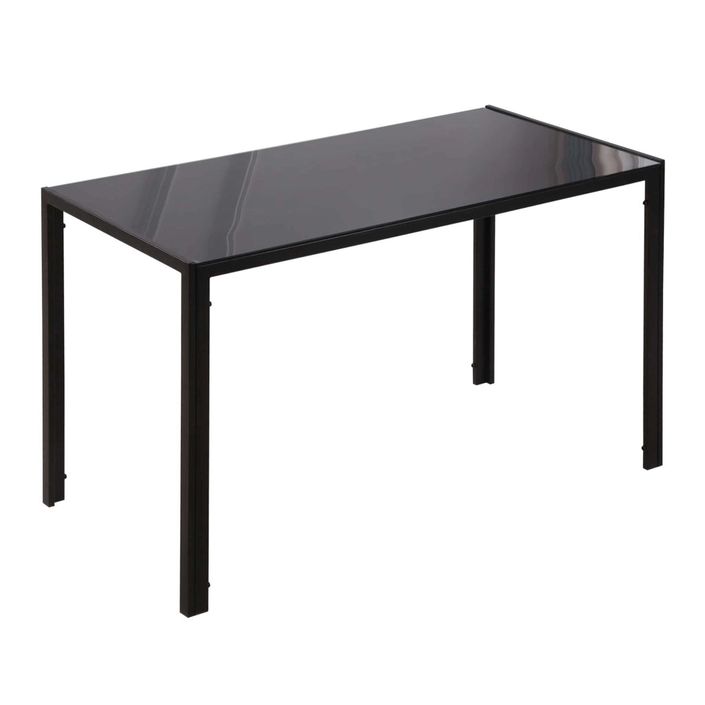 Tavolo da Cucina per 4 Persone in Metallo e Vetro Temperato, 120x60x75 cm, Nero