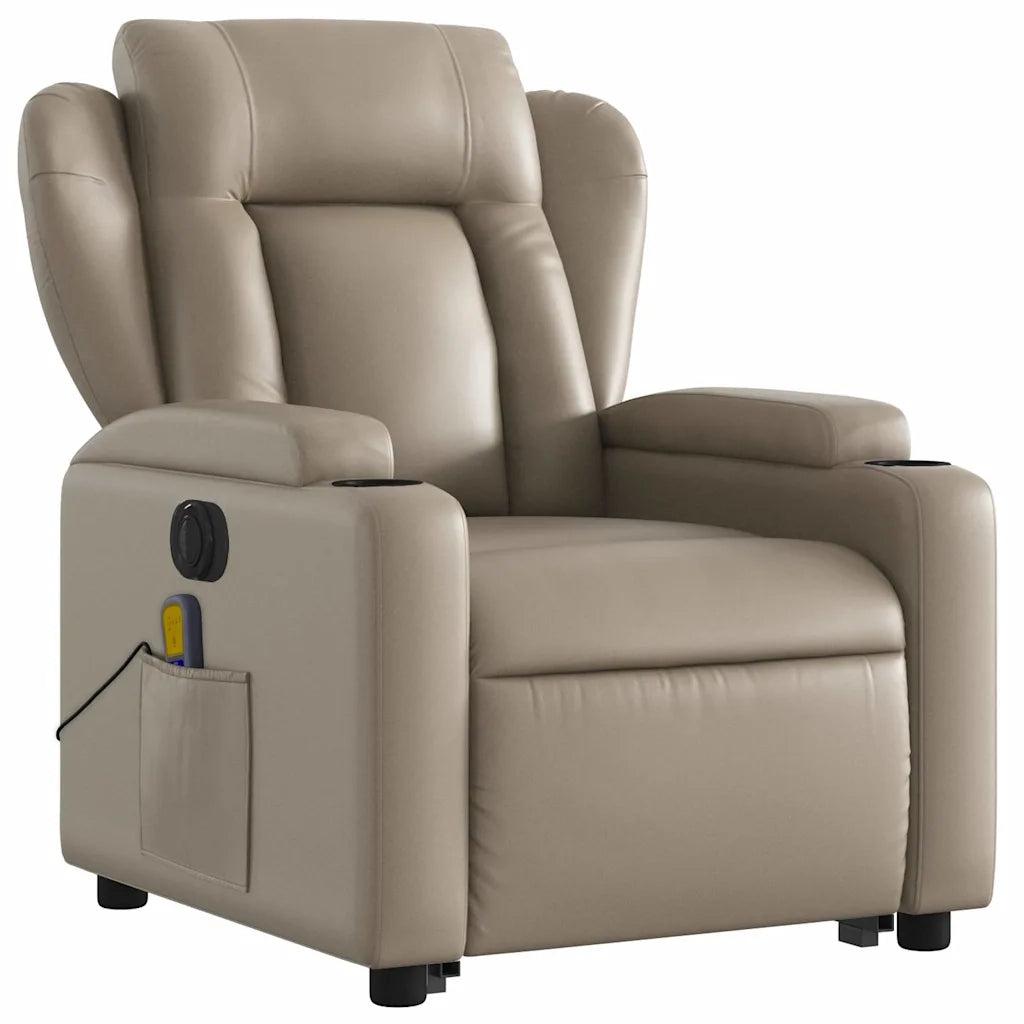 Poltrona Alzapersona Massaggio Elettrica Cappuccino Similpelle 3204571