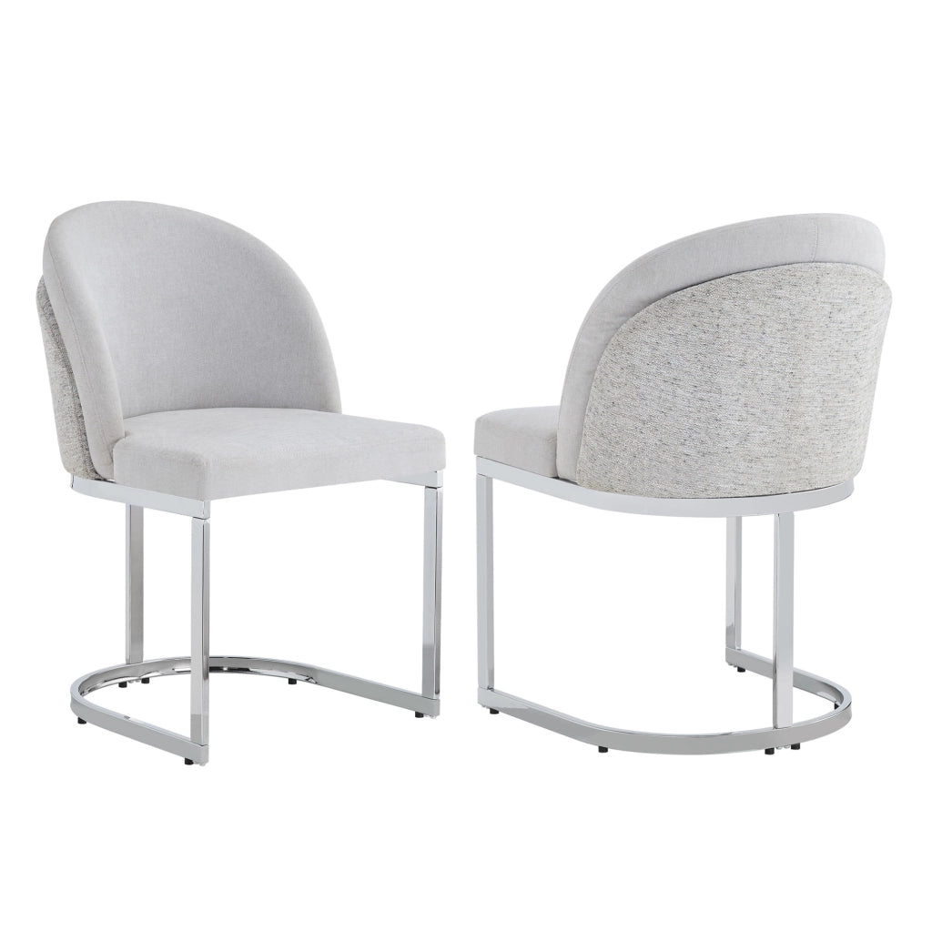 Set di 2 sedie in ciniglia grigio e argento