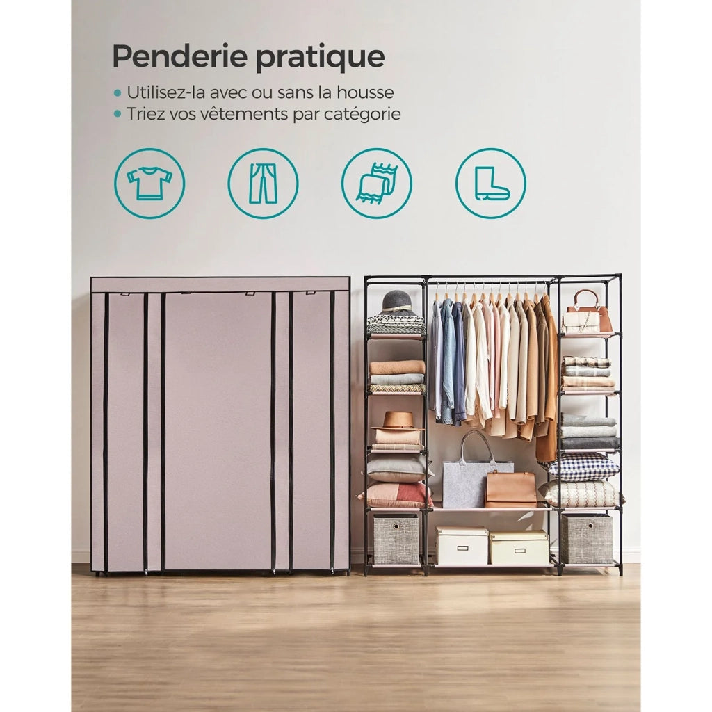 Armadio/guardaroba XXL in tessuto non tessuto 175 x 150 x 45 cm rosa 12_0004011
