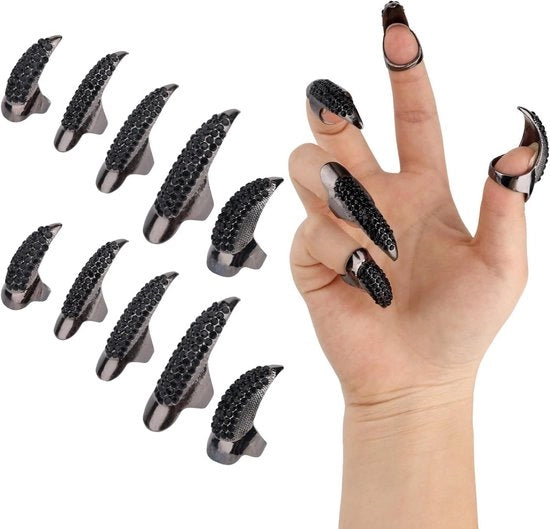 Accessori di Costume per Halloween - Klauwnagels Metal Punk per Vampiri e Lupi - 10 pezzi - Accessori per Cosplay per Donne per Carnevale