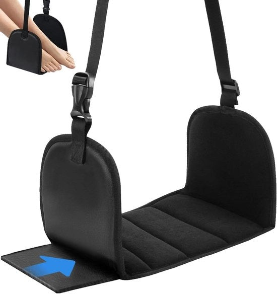 Sostegno per le gambe da viaggio con schiuma di memoria - Sostegno portatile per gambe regolabile per viaggi aereoporti - Hammock per piedi con piatto di supporto e accessori da viaggio