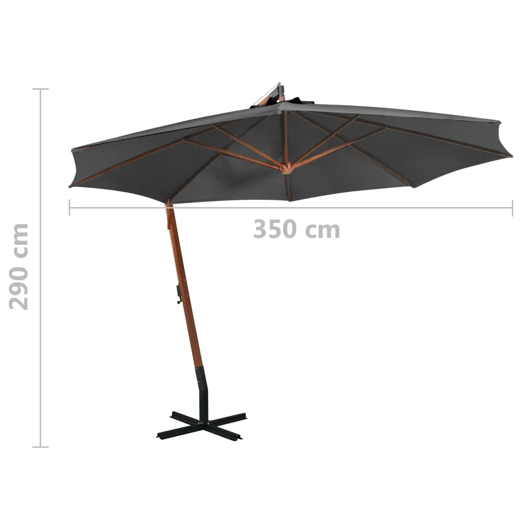 Ombrellone sospeso con palo 3,5 x 2,9 m legno di abete antracite 02_0008705