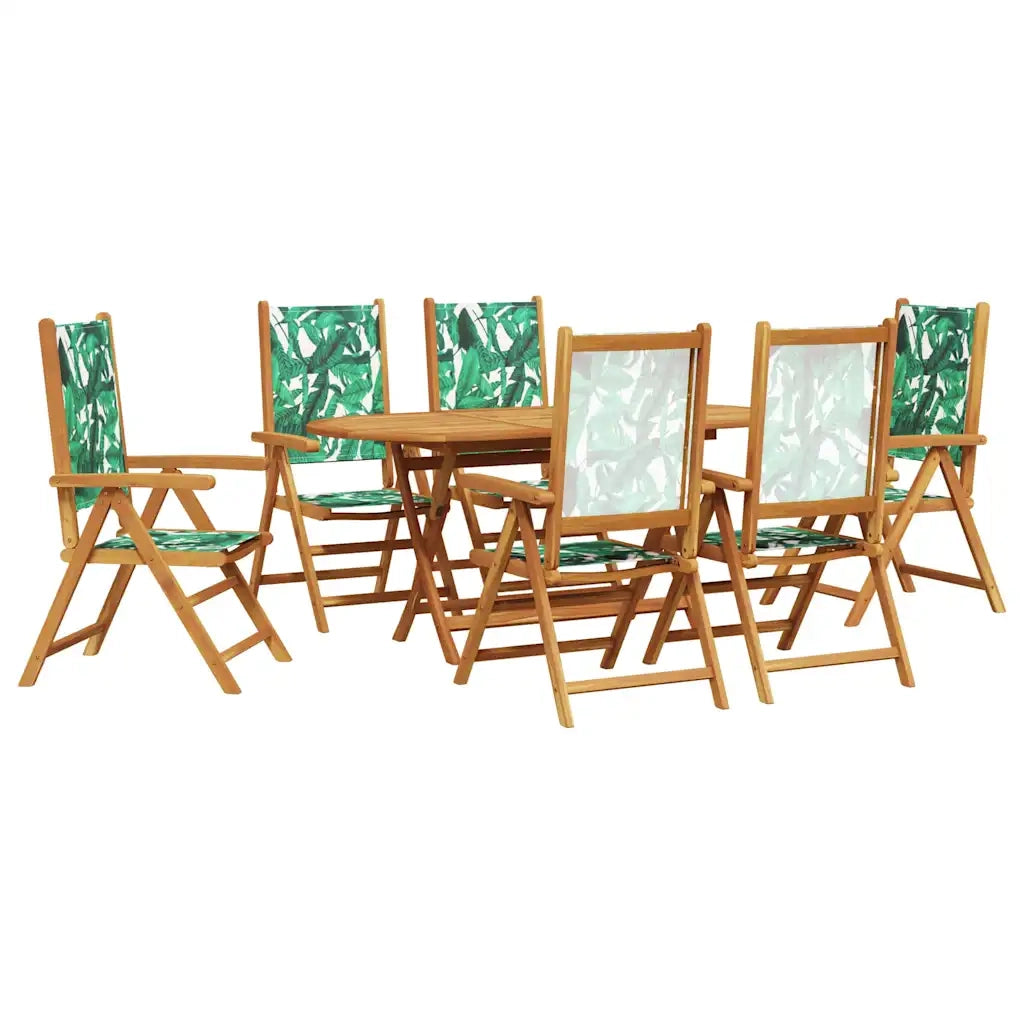 Set da Pranzo per Giardino 7 pcs Motivo Foglia