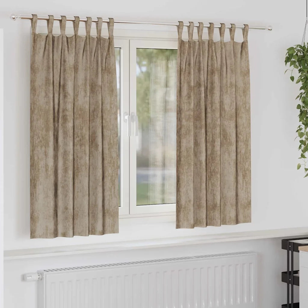 Tende in Velluto con tende 2 pz Champagne 175 x 140 cm Velluto