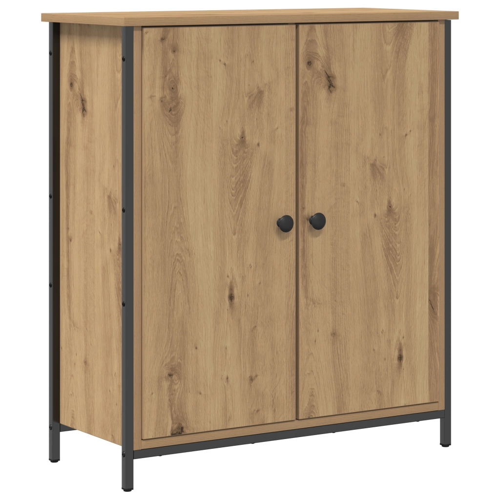 Credenza in Rovere Artigianale 70x30x80 cm Legno ingegnerizzato e Acciaio