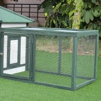 Pollaio da Giardino Prefabbricato in Legno 196x76x97cm, Bianco e Verde