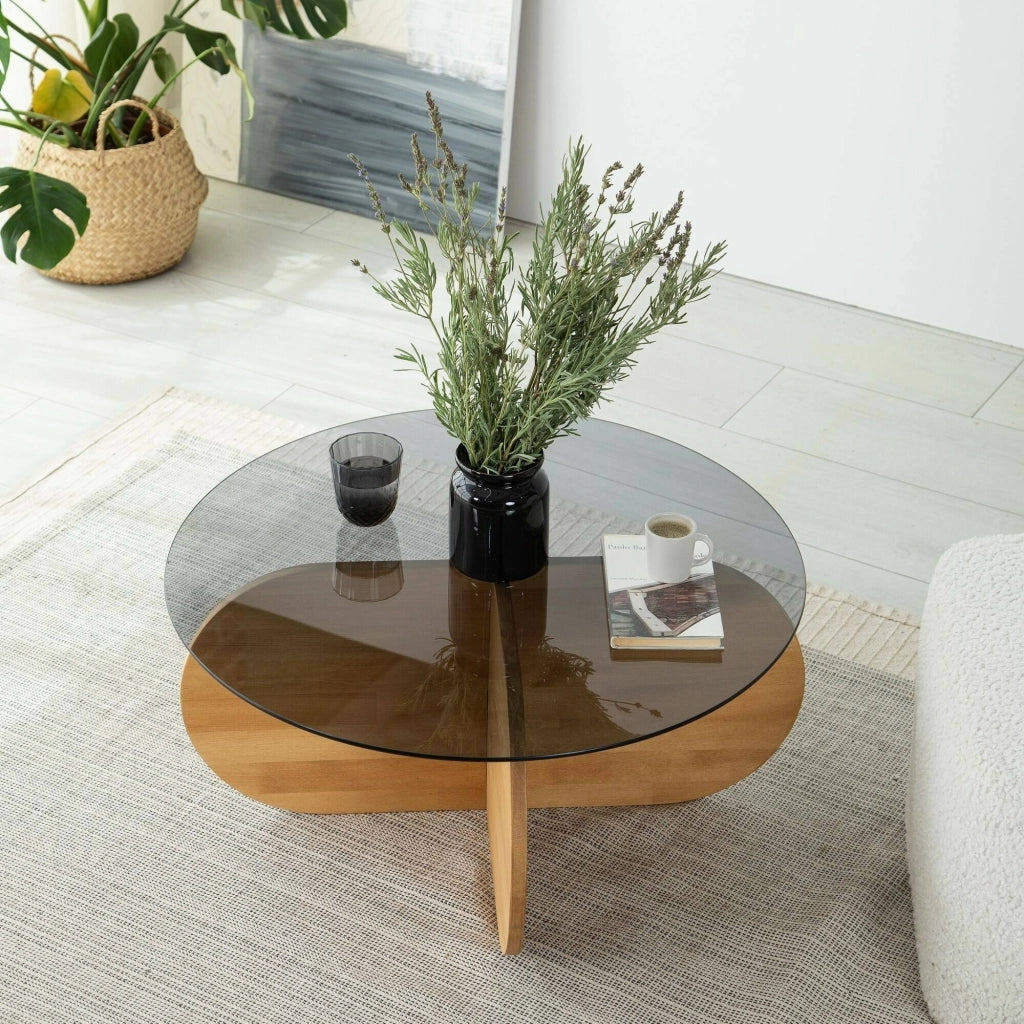 Bagolino, Tavolino da Salotto Portariviste, 75x75x35h cm Marrone Rovere
