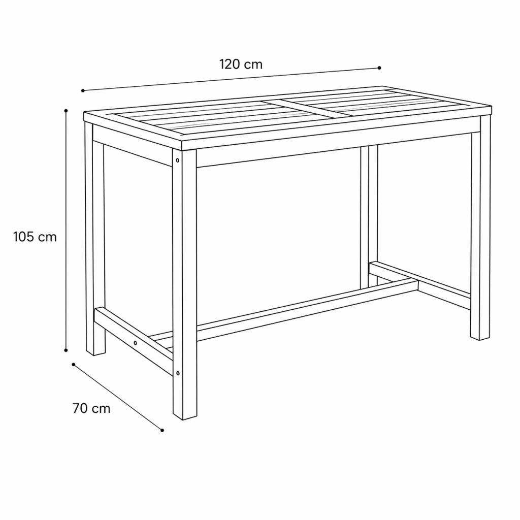 Tavolo Bar Large da Giardino 120x70 cm in Legno Teak Massello