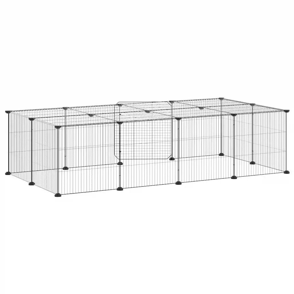 Gabbia per Animali 20 Pannelli con Porta Nera 35x35 cm Acciaio 3114058