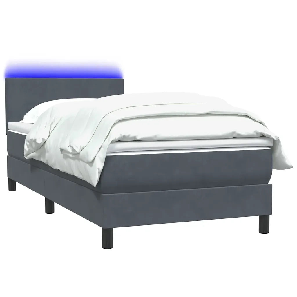 vidaXL Giroletto a Molle con Materasso Grigio Scuro 80x220 cm Velluto