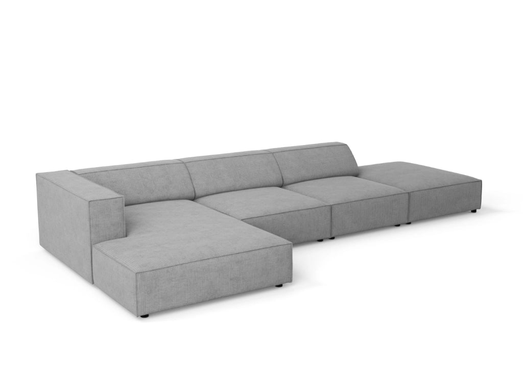Cosmopolitan Design - Divano angolare sinistro "Arendal" 5 posti in ciniglia con effetto a coste grigio scuro 