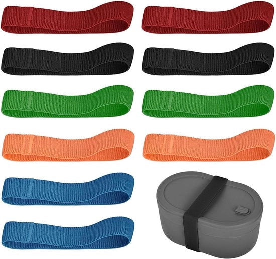 Elastici per contenitore, fascia di chiusura per contenitore da picnic, elastico per contenitore da picnic in nylon, elastici, elastici in nylon, 2 rosso + 2 verde + 2 nero + 2 arancione + 2 blu