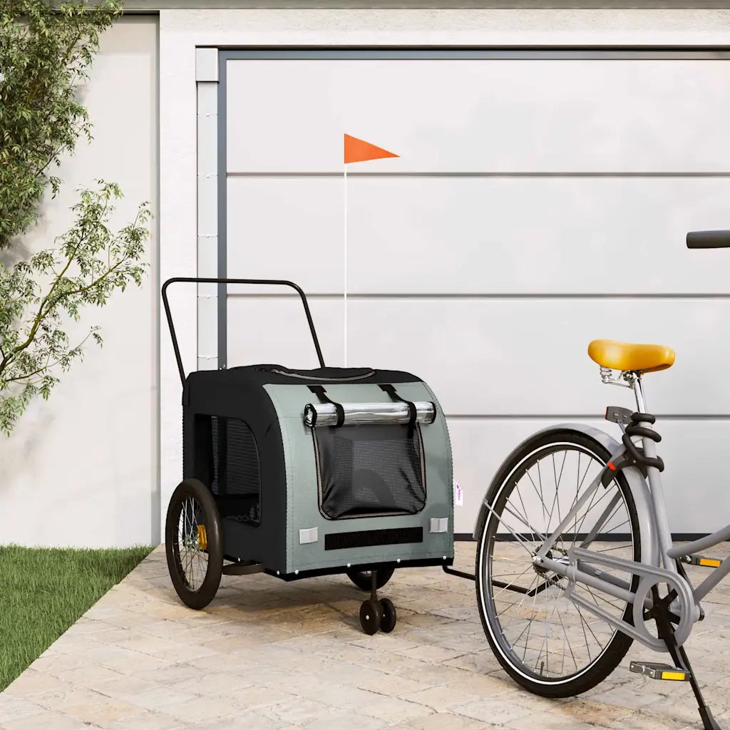 Rimorchio da Bici per Animali Nero e Grigio Oxford e Ferro CFW9244892