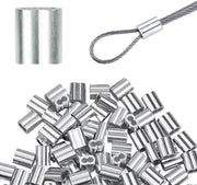 Klemme per cavo in argento da 100 pezzi - Sicurezza - Fissaggio - Klemme di alta qualità per cavi da 2 mm - Klemme per cavo