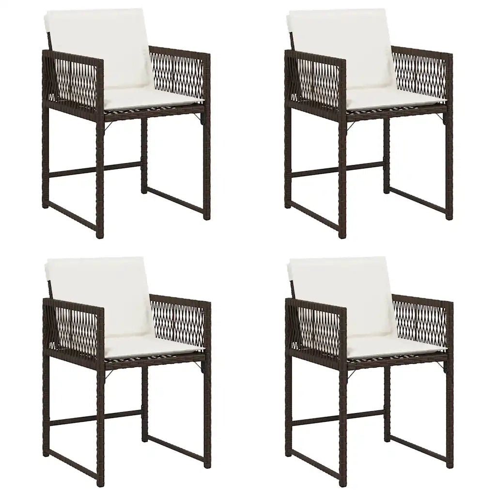 vidaXL Sedie da Giardino con Cuscini 4 pz Marroni in Polyrattan