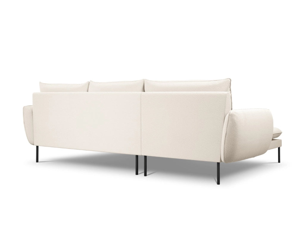 Cosmopolitan Design - Divano angolare sinistro "Vienna" 5 posti in bouclé beige 