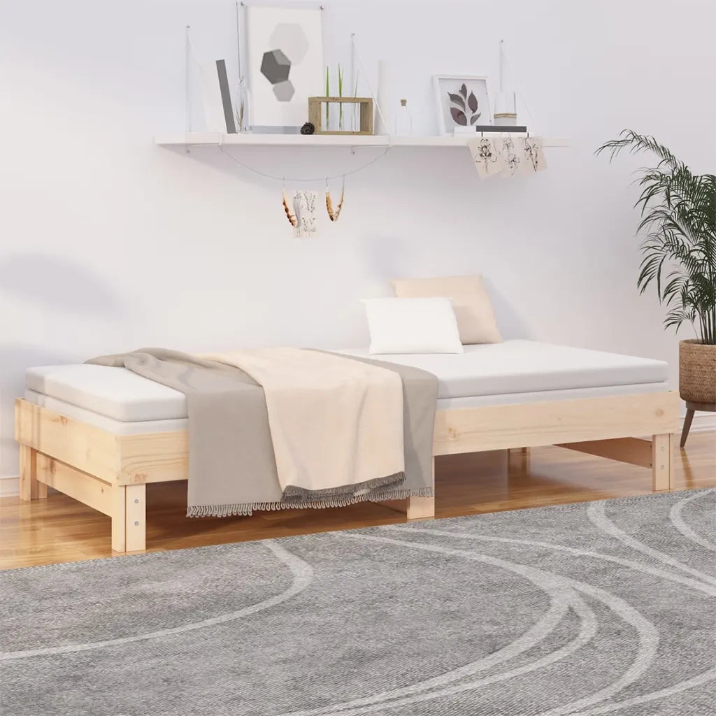 Dormeuse Estraibile 2x(90x200) cm Legno Massello di Pino cod mxl 57579