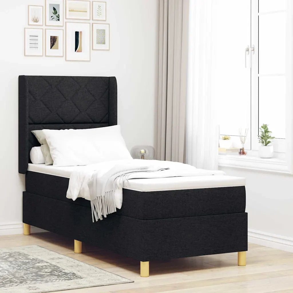 Letto a molle con strisce LED Nero 80 x 200 cm Tessuto 3343723