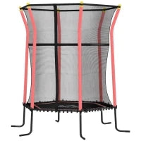 Tappeto Elastico per Bambini con Ingresso a Cerniera e Pali Imbottiti, Ø163.5x190 cm, Rosso
