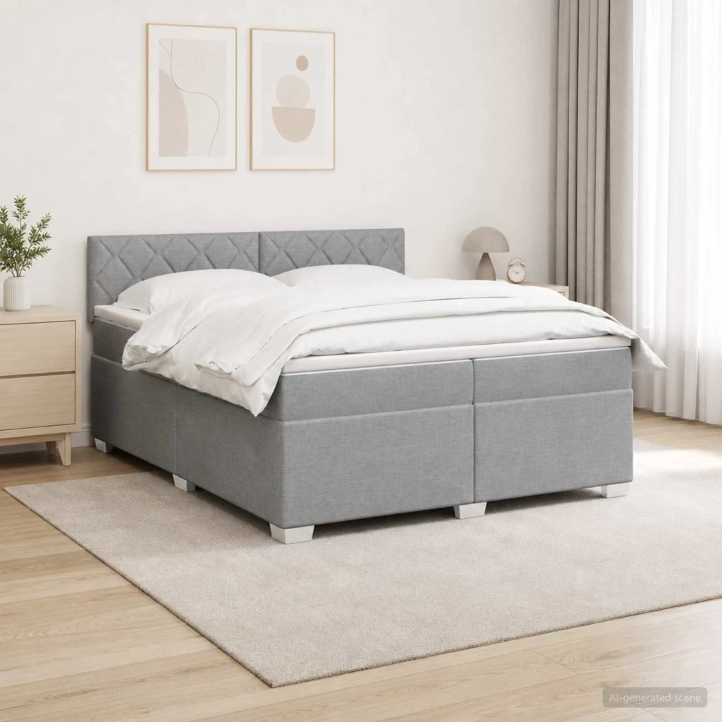 Letto con Box Spring, Materasso e LED Grigio Chiaro Tessuto 3452029