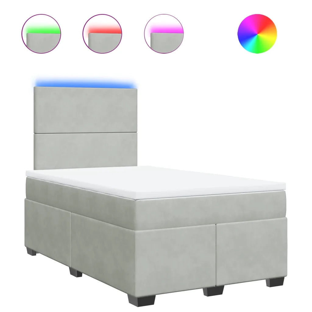 vidaXL Giroletto a Molle con Materasso Grigio Chiaro 120x200cm Velluto