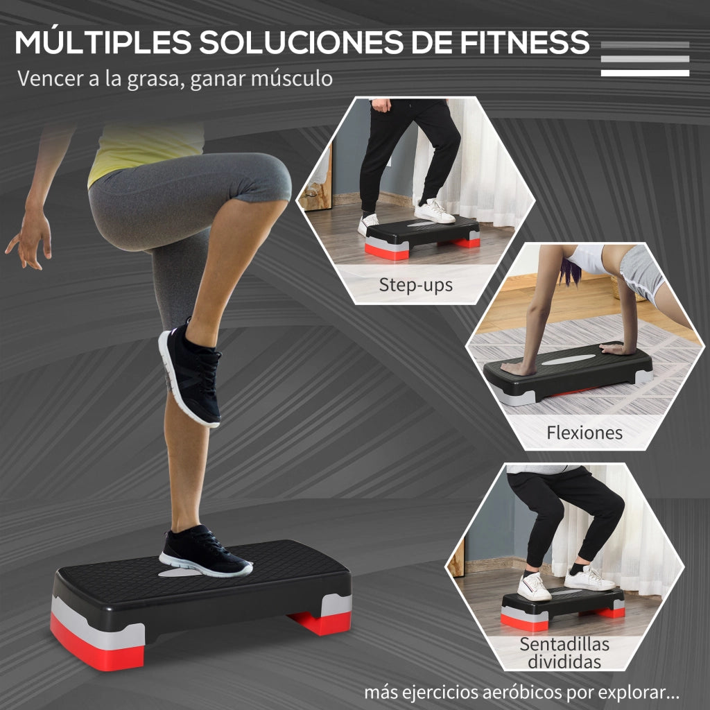 Step Fitness Stepper Aerobico Regolabile 2 Livelli 10/15 cm ¨C zephmum ¨C 68x29x15 cm Nero e Rosso