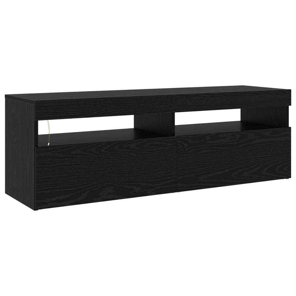 Mobile TV  2 pz con luci LED legno ingegnerizzato rovere nero