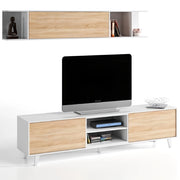 Parete Attrezzata ZAIKEN 180x41x51 cm - Mobile TV Bianco Rovere
