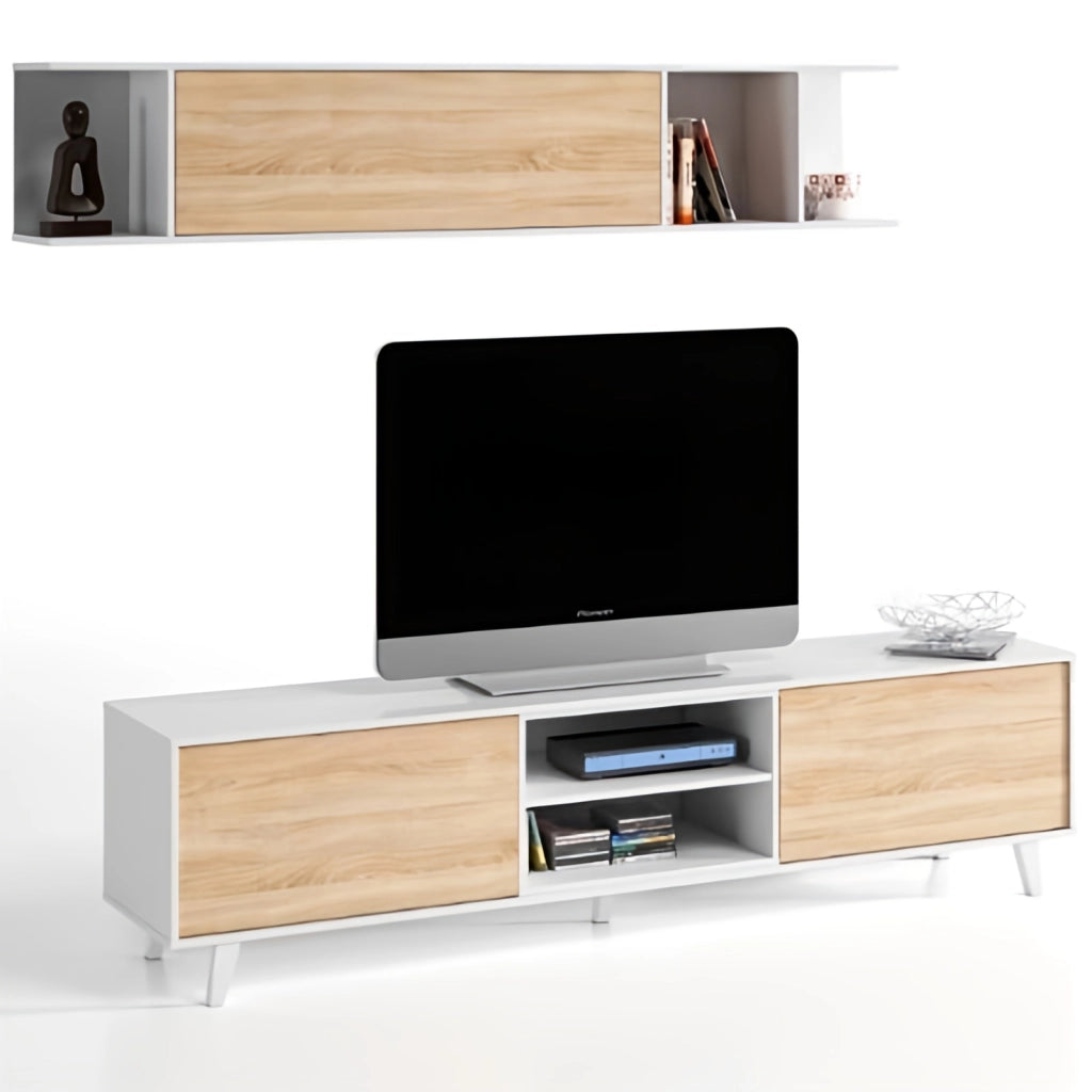 Parete Attrezzata ZAIKEN 180x41x51 cm - Mobile TV Bianco Rovere