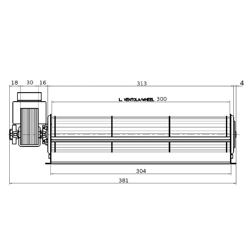 Ricambistufeapellet TANGENZIALE 300x40mm FERGAS 117224 113929 43W