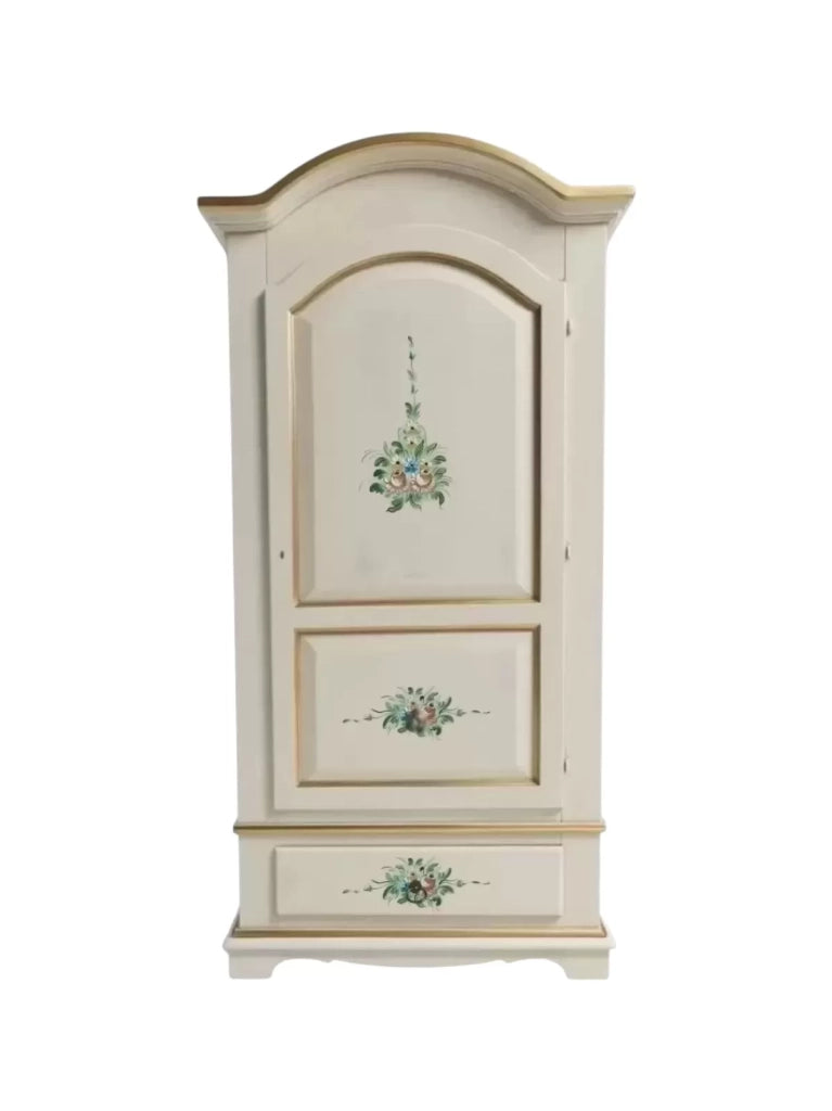 Armadio classico 1 anta shabby legno avorio decori filo oro 96x56x196 - Mobili 2G