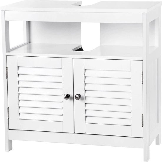 Cassettiera da bagno - 2 porte - legno - bianco