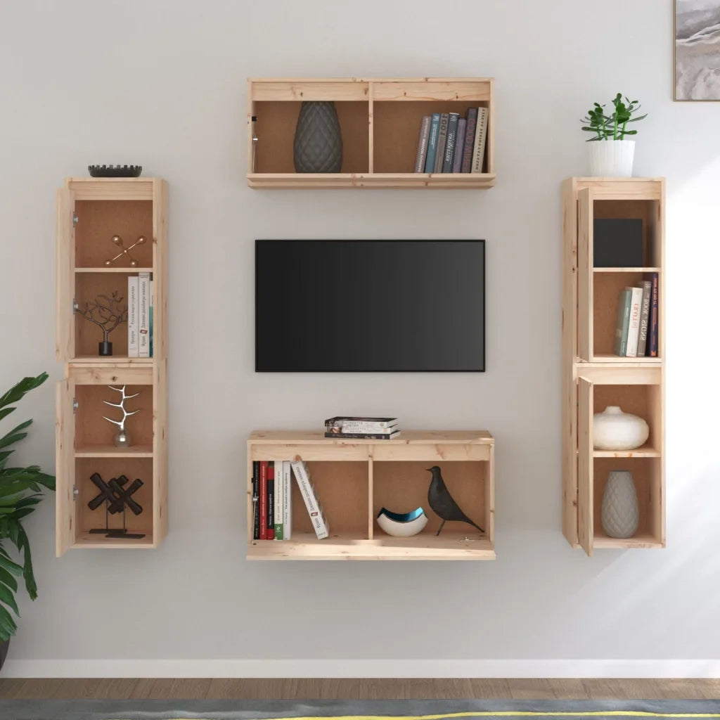Mobili Porta TV 6 pz in Legno Massello di Pino 3100264